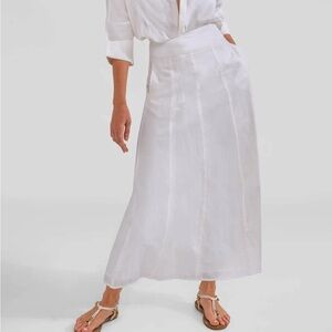 Gretchen Scott Designs Linen Gore Elegant White Maxi Skirt